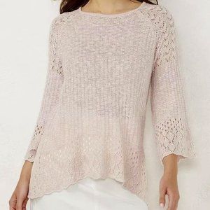 Lauren Conrad High Low Pink Pointelle sweater size M